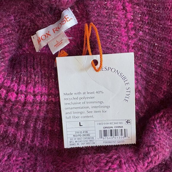 Knox Rose Women's Holiday Pullover Sweater Pink Red Size L - Picture 6 of 8